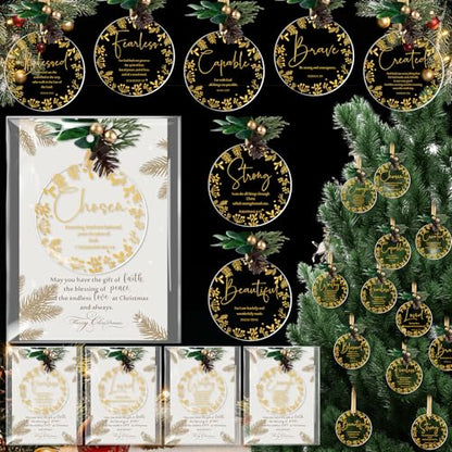 Kasyat 48 Sets Christian Christmas Ornaments Religious Bible Words Decor
