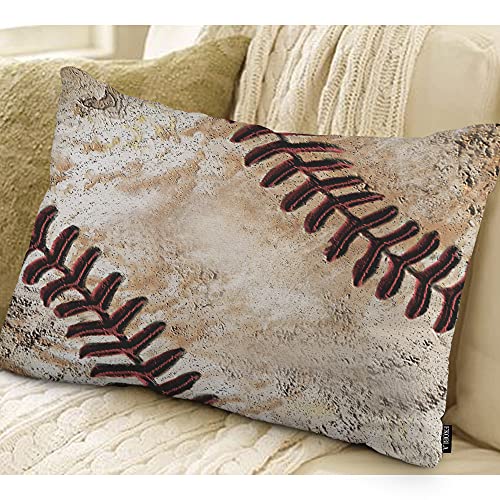 EKOBLA Vintage Baseball Oblong Rectangle Pillow Covers Recreation Match Close-Up Cotton Linen Throw Lumbar Pillow Case Cushion Cover Home Office Decorative 12x20 Inches - color: Multi-bs23