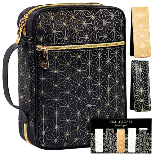 Bible Cover, Calming Theme, Bible Covers for Women, Bible Case, Bible Bag, Bible Case for Women, Bible Bag for Women, Bible Case for Girls, Bible Book Cover, Black Gold, Medium - color: Black Gold
