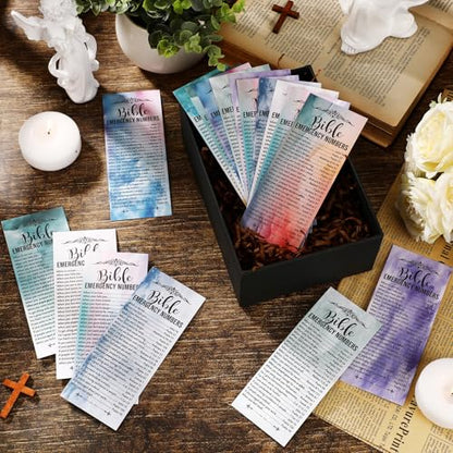 Motiskyy 100 Pcs Bible Emergency Numbers Bookmark Gift, Colorful - color: Colorful