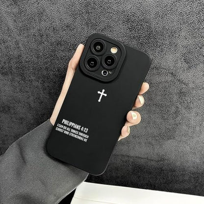 Christian Bible Verse Phone Case Jesus Cross Phone Case TPU Frame Full-Body Protective Cover for iPhone 17/16/15/14/13 Pro Max, Pro, Plus - color: Style1-Black, size: iPhone 15 Plus