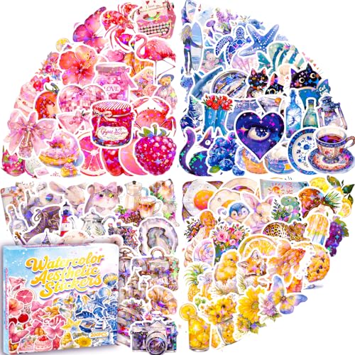 200 PCS Holographic Y2K Aesthetic Stickers, Cute Coquette Stickers, Vintage Coquette Room Decor for Laptop, Scrapbooking, Journaling, Water Bottle - with Elegant Foil Gifts Box - style: 200 PCS Aesthetic Stickers - With Gifts Box