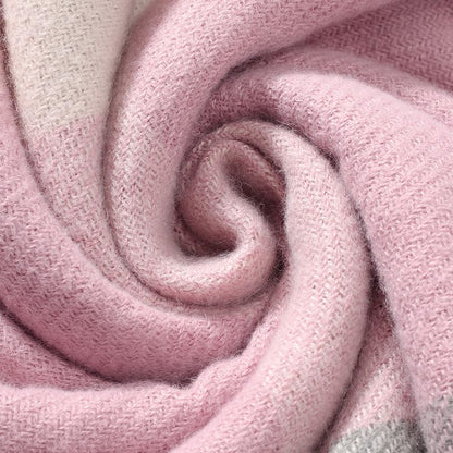 Clothirily Womens Winter Scarf, Oversized Long Blanket Plaid Shawl Wrap - color: Pink Grey Lattice