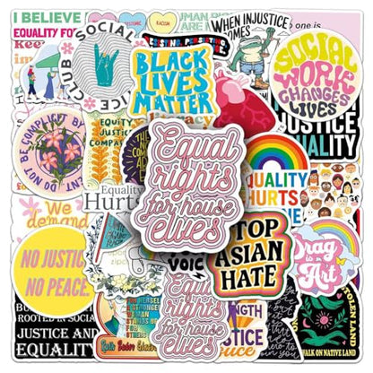 Social Justice Stickers |50Pcs Social Work Theme Waterproof Vinyl Decals - color: Social Justice