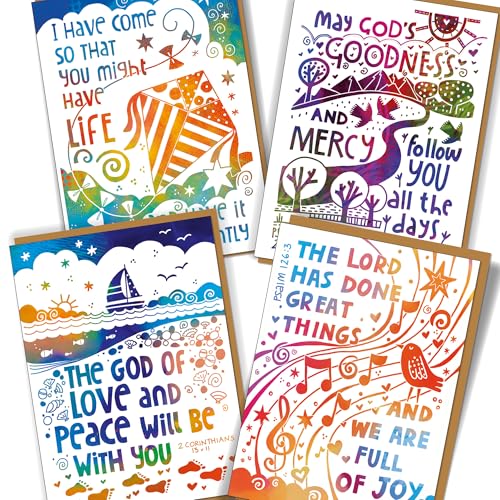 Christian Greeting Cards with Scripture, Pack of 9, Blank with Envelopes - color: Multicolored / CH4001