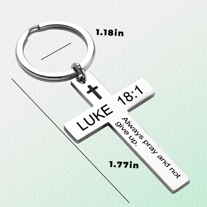 YALLNASL Christian Christmas Birthday Gifts for Daughter Son Inspirational Gifts for Women Men Christian Cross Keychains - color: Luke 18:1