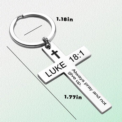 YALLNASL Christian Christmas Birthday Gifts for Daughter Son Inspirational Gifts for Women Men Christian Cross Keychains - color: Luke 18:1