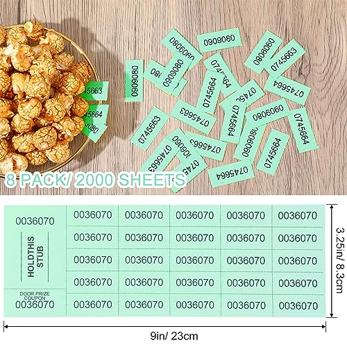 Kosiz 2000 Sheets Raffle Ticket 25 Bid Chinese Auction Tickets, Green - color: Green