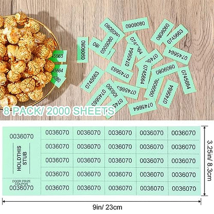 Kosiz 2000 Sheets Raffle Ticket 25 Bid Chinese Auction Tickets, Green - color: Green