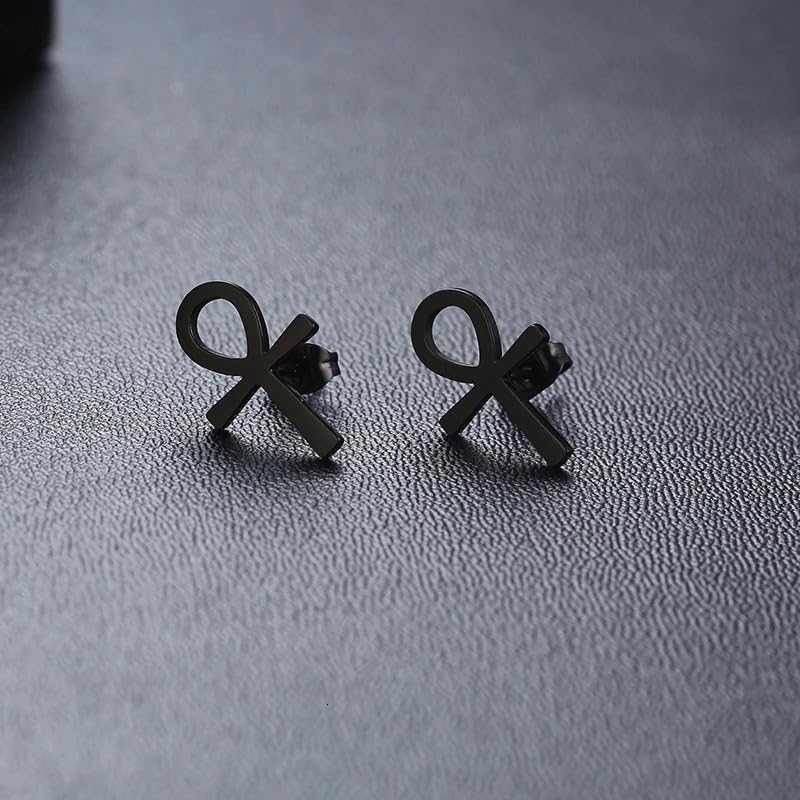 14K Yellow Gold Ankh Earrings For Women Men, The Key Of The Nile Ankh Pendant Symbol Sterling Silver Egyptian Jewelry For Men, Ankh Cross Drop Earrings Women Dangle Earrings Amulet Crucifix Egyptian Earrings For Women, Ankh Necklace Women - color: Ankh Ea