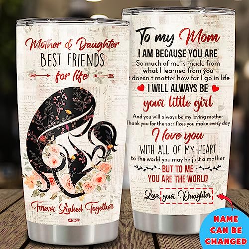 WAZONE Personalized Mom Tumbler Cup With Lids Mother and Daughter Best Friends For Life Custom Name Stainless Steel 20oz 30oz Mothers Day Birthday Gifts for Moms Grandma From Daughters Son - color: To My Mom