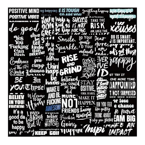 60Pcs Black Affirmation Stickers Decals, Holographic Motivational Sticker Pack, Positive Journal Encouraging Shiny Quotes for Kids, Teachers, Classroom, Waterproof Scrapbook Supplies (Inspirational) - color: Inspirational