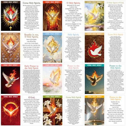 Motiskyy 120 Pcs Catholic Gift Holy Spirit Dove Fire Themed Prayer Cards - style: English Spirit Fire Style