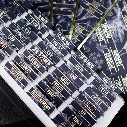 UPAFEXXI-Bible Tabs for Women and Men, 3D Gold Foil Embossed Lettering - color: Navy Blue
