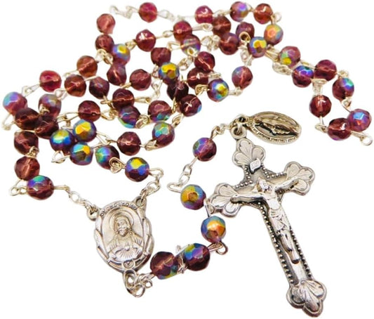 Westmon Works Deluxe Rosary Gift Set with Glass Beads and Metal Crucifix, Boxed with Hail Mary Prayer Card Made in Italy