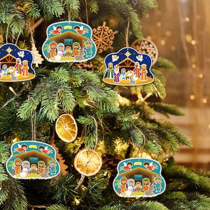 24 Sets Nativity Craft Sticker DIY Kits for Xmas Party Favors - color: Nativity
