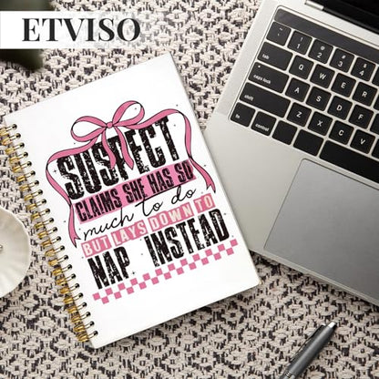 Retro Coquette Pink Bow Notebook, Trendy Preppy Checkered Journal, Preppy Aesthetic Notebooks for Women, Suspect Claims She Has So Much to Do Hardcover Spiral Notebooks 5.5x8.3 Inch - color: 05-Bible(01)