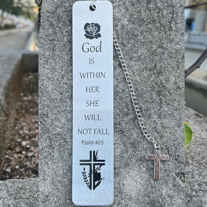 Bible Bookmarks Book Markers, Metal Christian Bookmark Gift Accessories (God is Within her) - style: God is within her