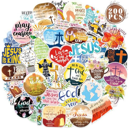 200 PCS Inspirational Christian Stickers, Bible Verse Jesus Decals
