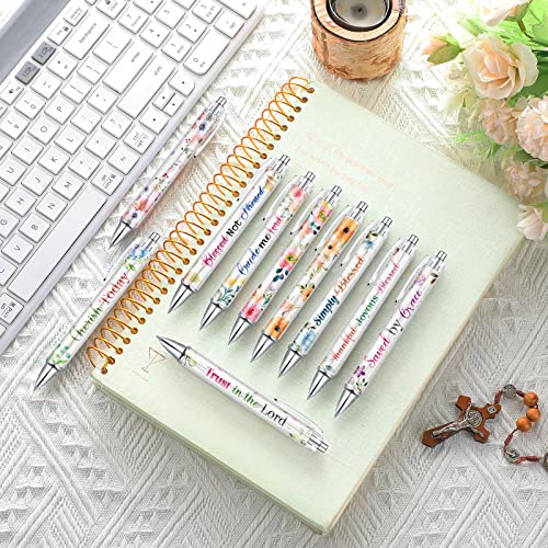 Tinlade 10 Pcs Christian Bible Verse Ballpoint Ink Pens,Flower - style: Flower