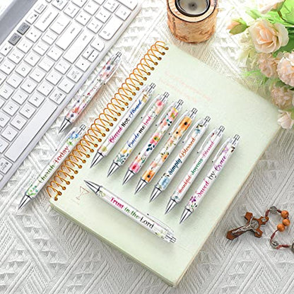 Tinlade 10 Pcs Christian Bible Verse Ballpoint Ink Pens,Flower - style: Flower