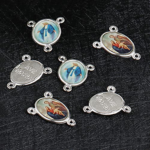 COTTVOTT St Benedict,Our Lady of Guadalupe Medal for DIY Jewelry Making,Virgin Mary Christ Jesus Rosary Center Connection Part - color: 20pcs-Enamel Oval Medal D