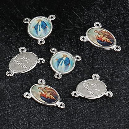 COTTVOTT St Benedict,Our Lady of Guadalupe Medal for DIY Jewelry Making,Virgin Mary Christ Jesus Rosary Center Connection Part - color: 20pcs-Enamel Oval Medal D