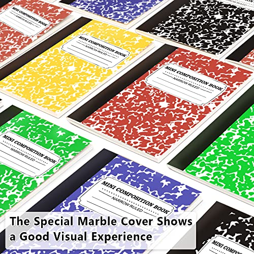 feela 70 Pack Mini Composition Notebook Bulk, Cute Pocket Composition Note Pad, Small Journal Notebooks for Students College School Supplies, 4.5" X 3.25", Narrow Ruled, 5 Marble Covers - color: 70 Pack 5 Solid Colors