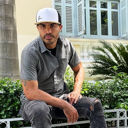 Grace Folly Trucker Hat for Men & Women. Snapback Mesh Caps - color: White & Sand