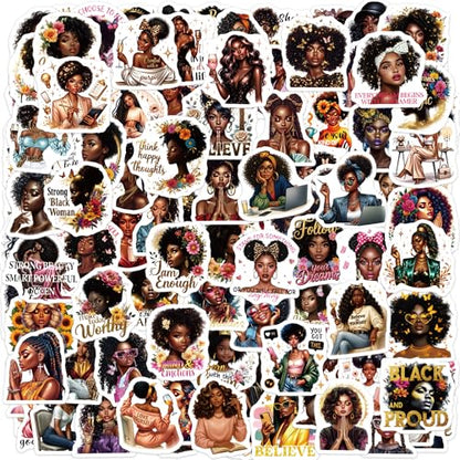 100 Pcs Black Girl Aesthetic Stickers, Vinyl - color: Black Girl Empowerment