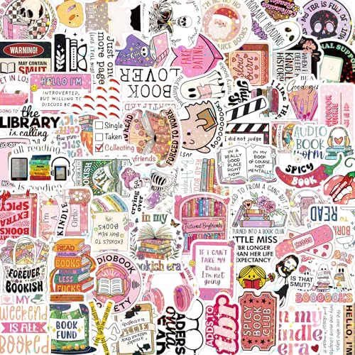 Funny Book Stickers for Adults - 100 Pcs Book Lover Holographic Water Bottle Stickers, Reading Waterproof Scrapbook Decals, Vinyl Sticker for Laptop Phone Journaling Skateboard - style: Funny Book