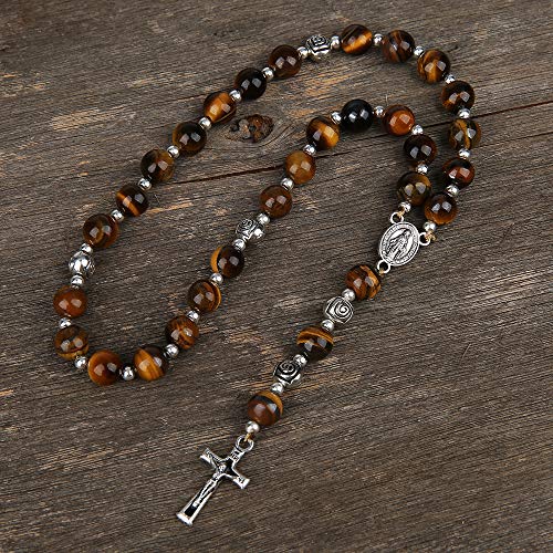 8mm Handmade Anglican Prayer Beads Rosary for Women - color: Silver(Tiger Eye)