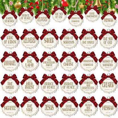 Soaoo 50 Pcs Christmas Names of Jesus Wooden Ornaments, Novel, Beige - color: Beige, size: Novel