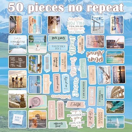 Motivational Affirmations Stickers for Vision Board - 50 Pcs Vemfare Inspirational Water Bottle Sticker for Adults, Positive Waterproof Scrapbook Stickers for Women, Vinyl Decals for Laptop Journal - style: Affirmations