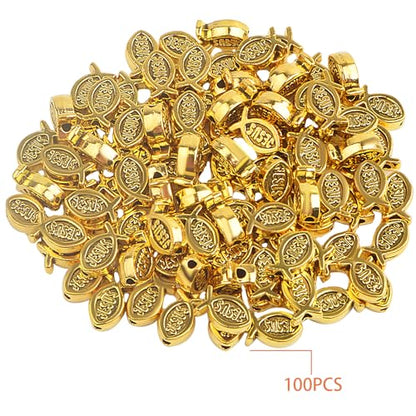 100pcs Jesus Fish Spacer Beads Religious Charm Beads Tibetan Alloy Christian Fish Shape Loose Beads for DIY Bracelet Necklace Jewelry Making Supplies - color: Antique Golden