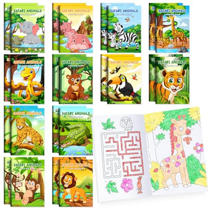 BenLouis 24 Pcs Jungle Safari Mini Coloring Books for Kids Party Favors - style: Safari Animals