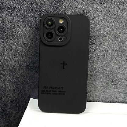 Christian Bible Verse Phone Case Jesus Cross Phone Case TPU Frame Full-Body Protective Cover for iPhone 17/16/15/14/13 Pro Max, Pro, Plus - color: Style1-Black, size: iPhone 17 Air