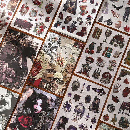 Halloween Gothic Ephemera Book, 50 Sheets Washi Stickers & Paper - color: 50 Gothic Sticker Paper Book