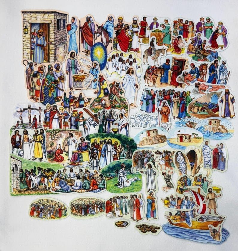 Story & Life of Jesus 13 Bible Stories Felt Figures for Flannel Board- Precut & Ready to Use!