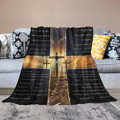 Christian Cross Bible Verse Blanket Christ Religious Throw Blanket Jesus Scripture Faith Catholic Inspirational Gifts for Women Men Winter Warm Soft Plush Fleece Flannel Blanket for Adult Kids 40"x50"