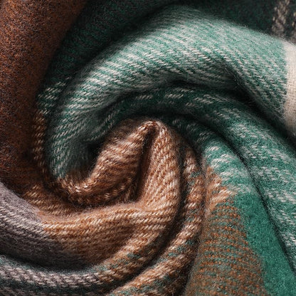 Clothirily Womens Winter Scarf, Oversized Long Blanket Plaid Shawl Wrap - color: Green Grey Lattice