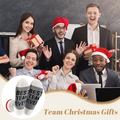 Glitopper 6 Pairs Best Team Ever Gift Socks Bulk Employee Appreciation Gifts for Women Men Team Coworker Staff Office Favors - color: Grey