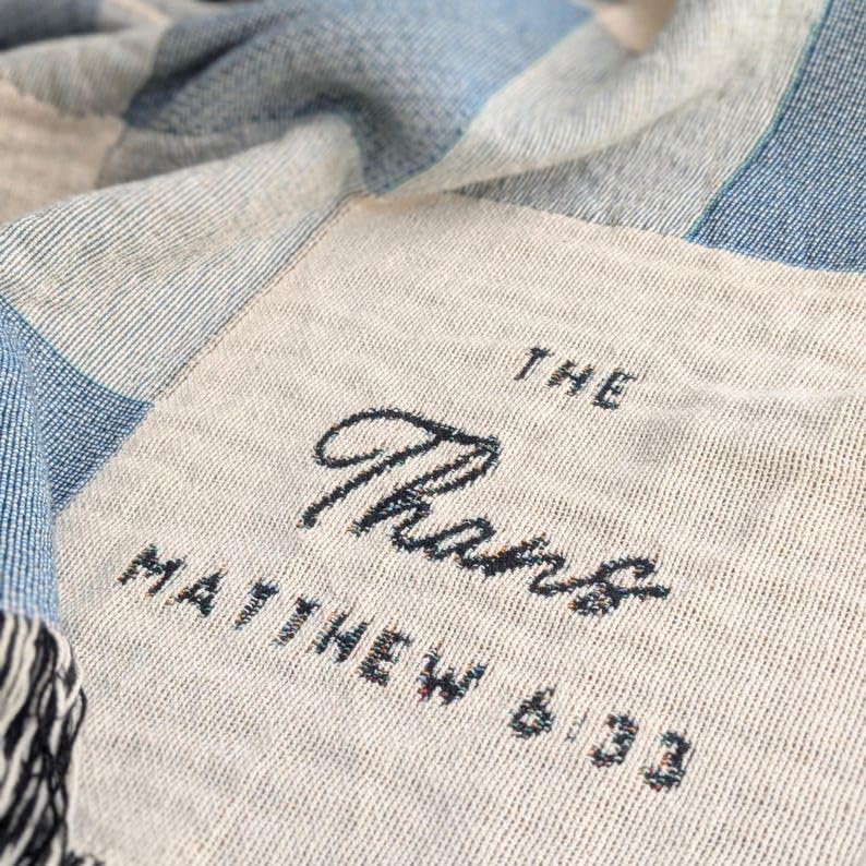 Custom Woven Throw Blanket, Modern Checkered Cotton Personalized Wedding Gift for Couple, Family Last Name Keepsake, Engagement & 2nd Anniversary Present for Newlyweds - color: A1