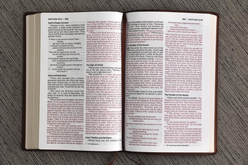 NIV, Thinline Bible, Large Print, Leathersoft, Brown, Red Letter, Comfort Print