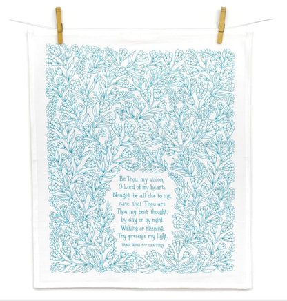Little Things Studio Tea Towel - Be Thou My Vision, Soft Teal Blue, 20 x 24 - color: Be Thou My Vision – Soft Teal Blue