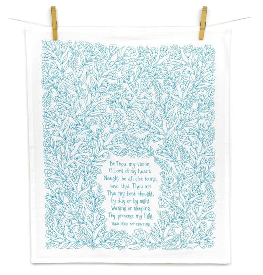 Little Things Studio Tea Towel - Be Thou My Vision, Soft Teal Blue, 20 x 24 - color: Be Thou My Vision – Soft Teal Blue