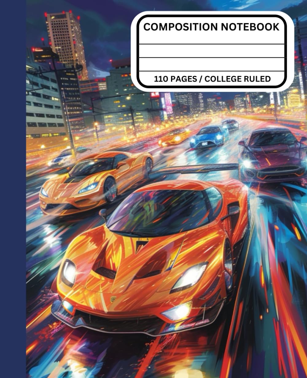 Composition Notebook College Rule, Sports Car Writing Notebook, 110 Pages, 7.5 x 9.25 inches, Journal for Boys, Notebook for School and College, Car School Supplies, Cool Notebook for Kids and Teens