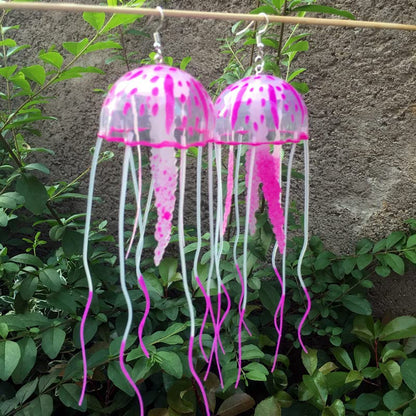 Exaggerated Lifelike Ocean Floating Jellyfish Earrings Big Colorful Funny Weird Octopus Hook Earrings Statement Party Nightclub Jewelry 1 pair - color: purple