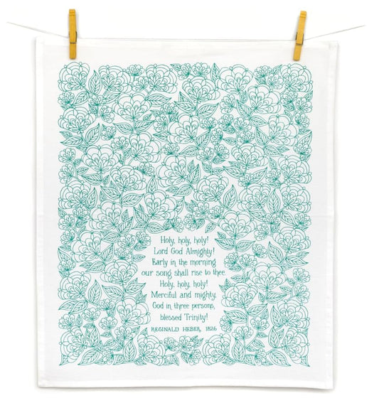 Little Things Studio hymn Towel - Holy Holy Holy, Muted Teal Green, 20 x 24 - color: Holy Holy Holy – Muted Teal Green