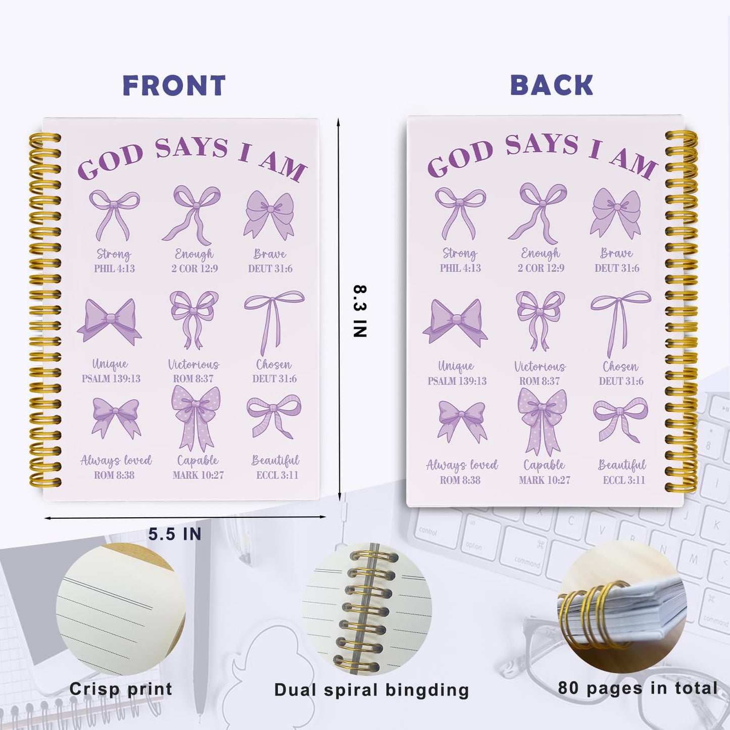 Purple Notebook, Christian Prayer Bible Notebook Journal for Women - color: Purple